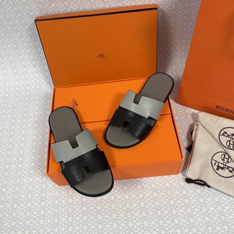 에르메스 H 로고 컬러블록 가죽 슬리퍼 001-226307