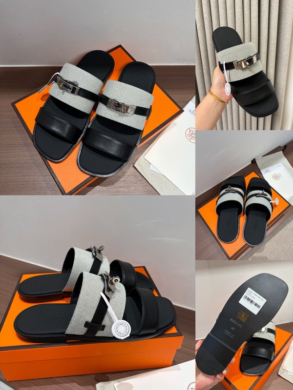 에르메스 26 년 신상 가죽 슬리퍼 001-226314