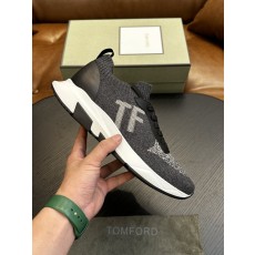 TOM FORD 로우탑 니트 가죽 스니커즈 001-226371