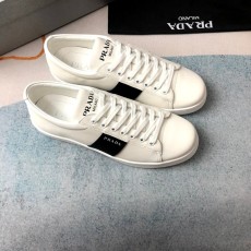 프라다 블랙 화이트 가죽 슈즈 001-226993