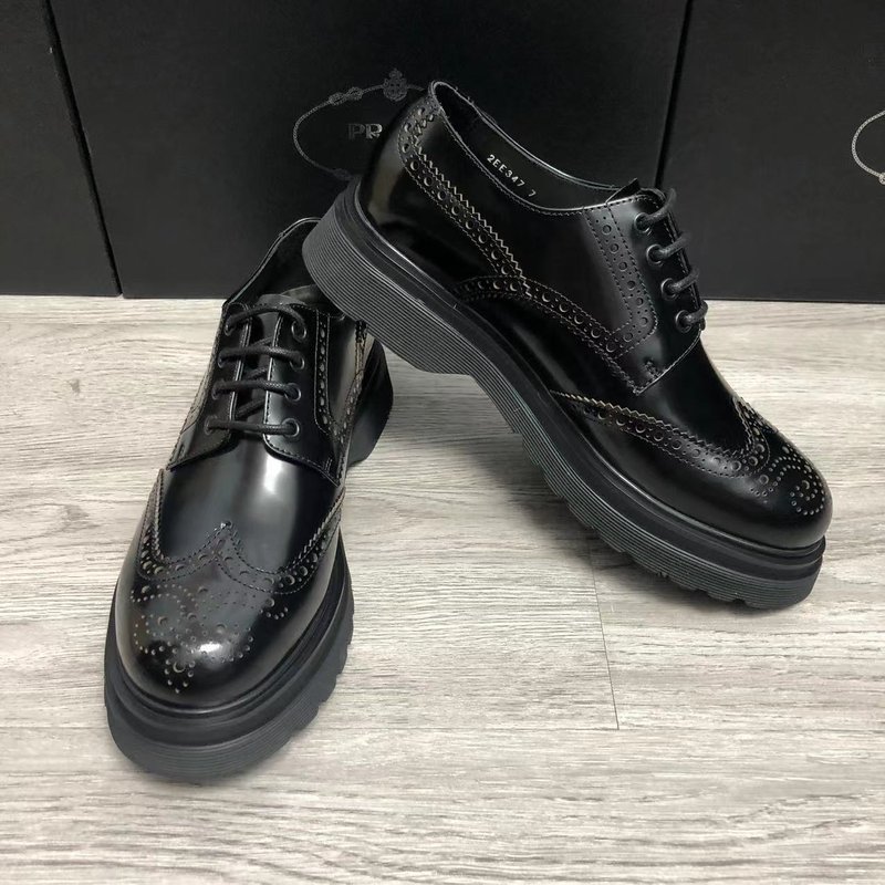 프라다 남성용 두꺼운 바닥 정장 더비 슈즈 001-227004