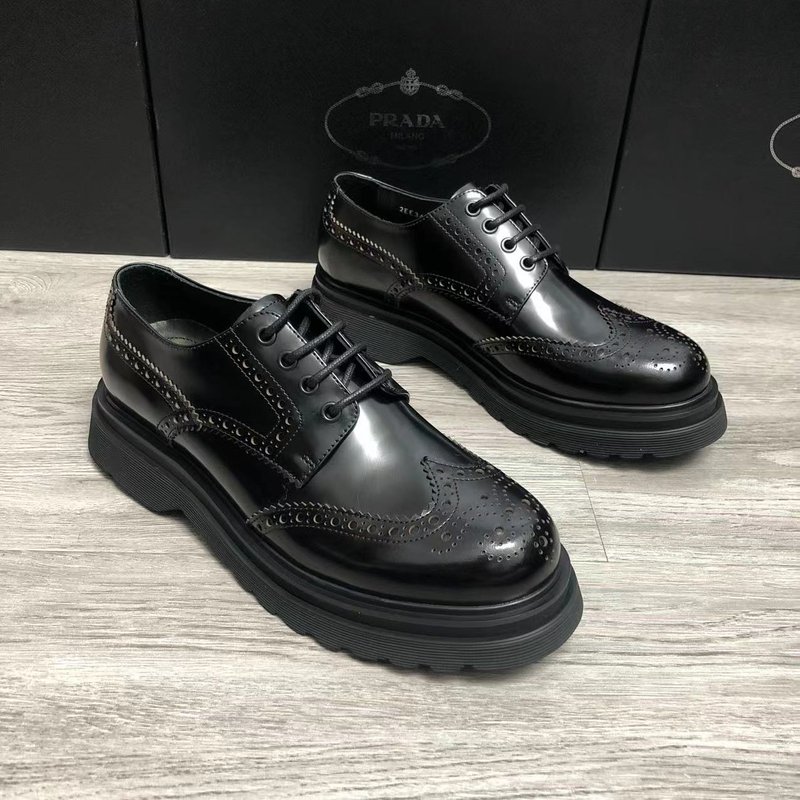 프라다 남성용 두꺼운 바닥 정장 더비 슈즈 001-227004