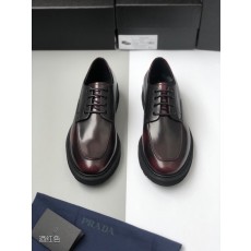 프라다 와인색 더비 남성용 수제 가죽 신발 001-227006