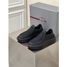 Prada 남성 수입 소가죽 두꺼운 바닥 캐주얼 슈즈 001-227010