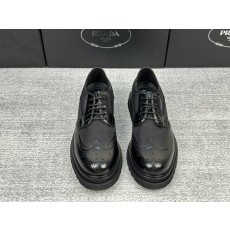 프라다 남성 가죽 직물 레이싱 더비 슈즈 001-227064
