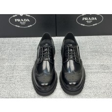 프라다 남성용 광택 가죽 끈 더비슈즈 001-227065