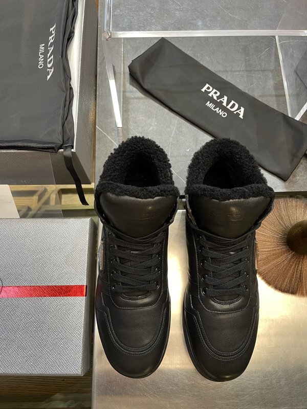 PRADA 프라다 겨울 울 하이톱 보온 운동화 001-227100