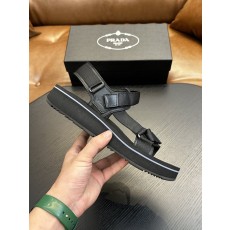 프라다 EVA 두꺼운 바닥 남성용 가죽 플립플롭 001-227243