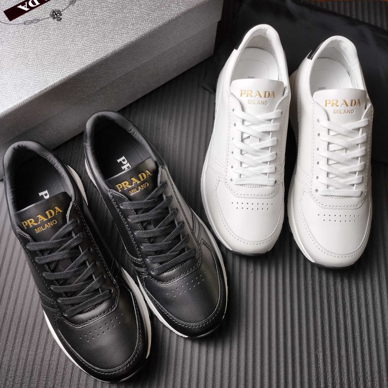 PRADA 블랙 가죽 캐주얼 운동화 001-227539