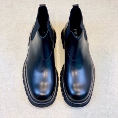 PRADA 클래식 라운드 토 남성 가죽 부츠 001-227555