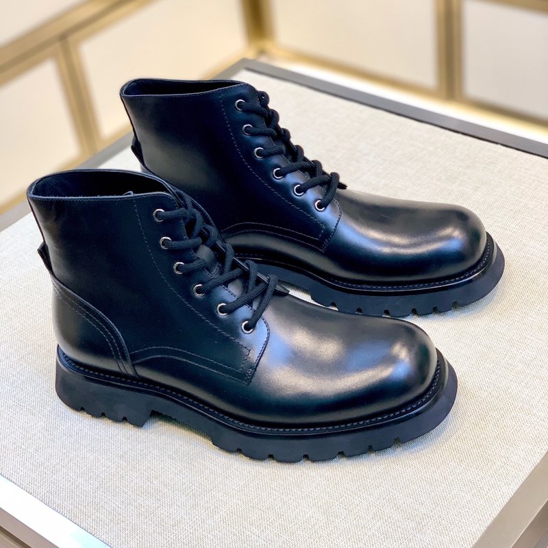 PRADA 클래식 라운드 토 남성 가죽 부츠 001-227567