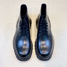 PRADA 클래식 라운드 토 남성 가죽 부츠 001-227567