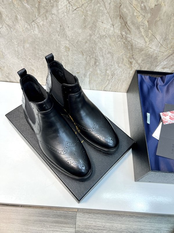 PRADA 남성용 첼시 부츠 소 가죽 보온 001-227582