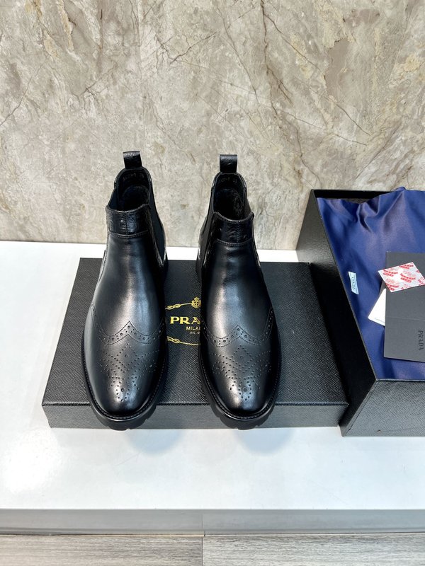 PRADA 남성용 첼시 부츠 소 가죽 보온 001-227582