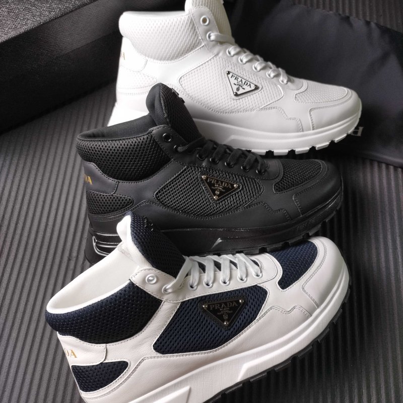 PRADA 프라다 화이트 메쉬 하이탑 운동화 001-227691