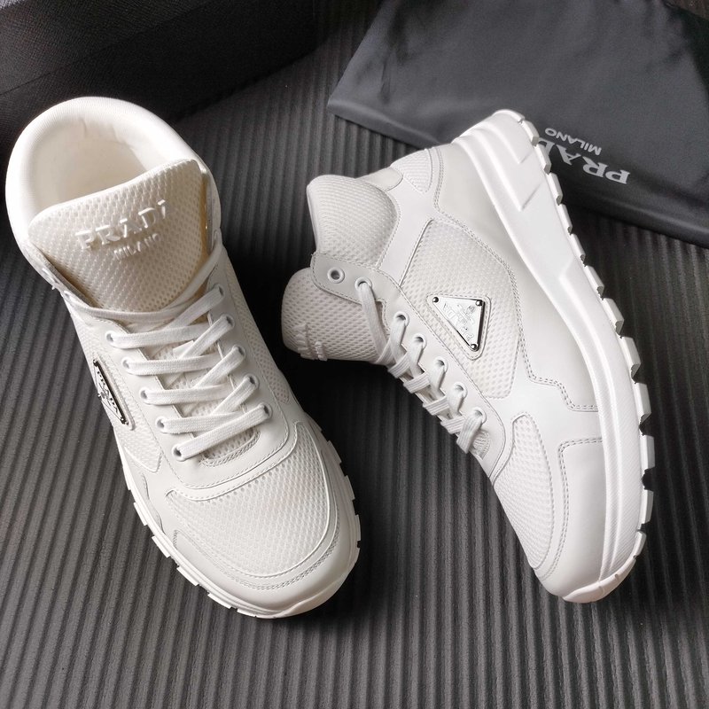 PRADA 프라다 화이트 메쉬 하이탑 운동화 001-227691