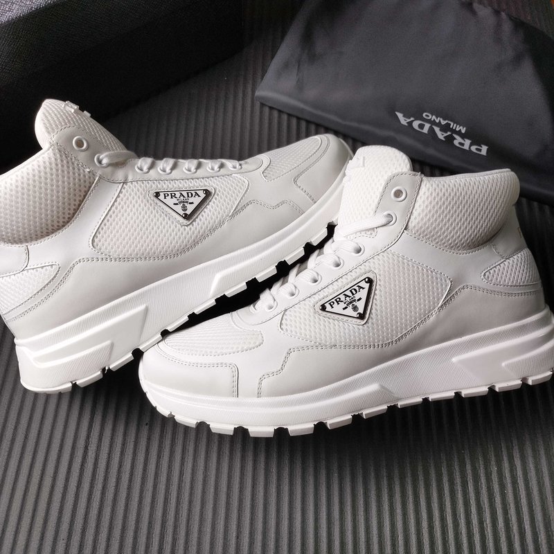 PRADA 프라다 화이트 메쉬 하이탑 운동화 001-227691