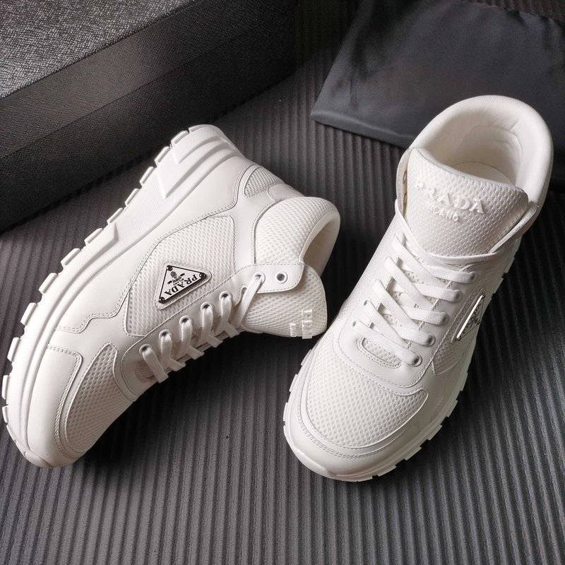PRADA 프라다 화이트 메쉬 하이탑 운동화 001-227691