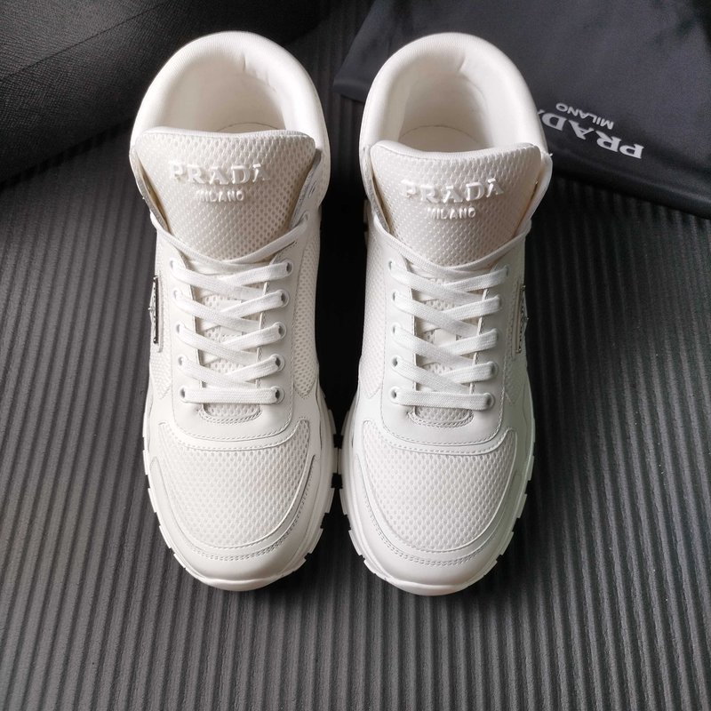 PRADA 프라다 화이트 메쉬 하이탑 운동화 001-227691