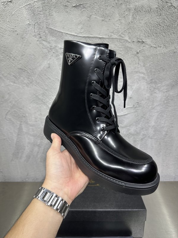 PRADA 레이스 업 가죽 나이트 부츠 001-227729