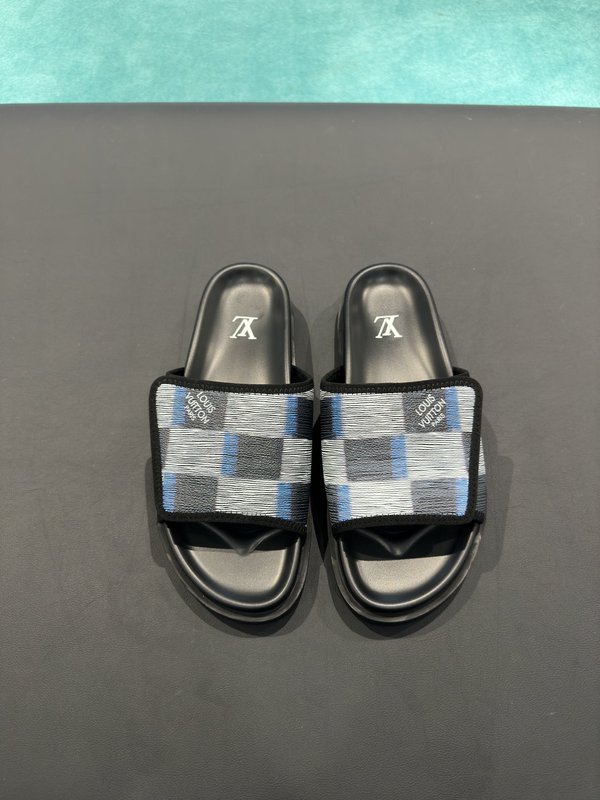 LV Gucci 스타일 체크 슬리퍼 001-227891