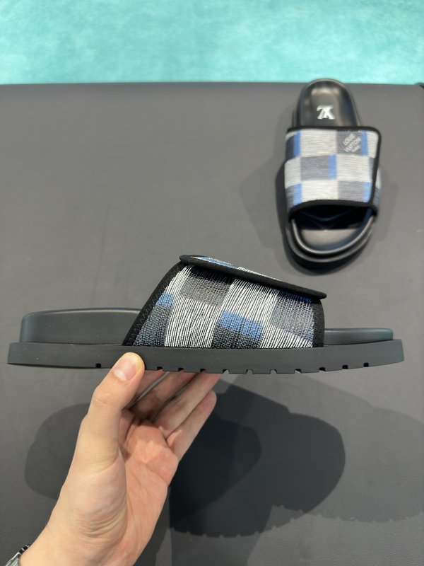 LV Gucci 스타일 체크 슬리퍼 001-227891