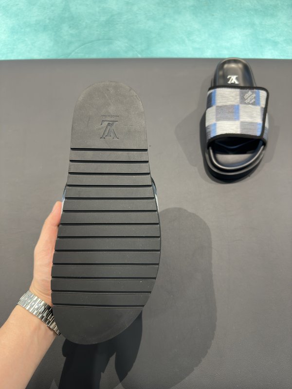 LV Gucci 스타일 체크 슬리퍼 001-227891