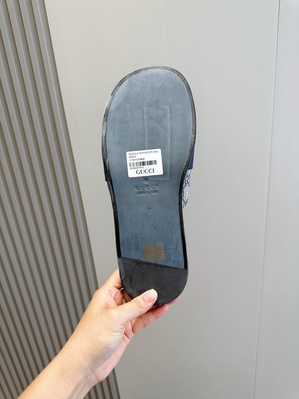 Gucci Lido 남성 더블 G 가죽 슬리퍼 001-227905