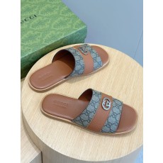 Gucci Lido 남성 더블 G 레더 슬리퍼 001-228019