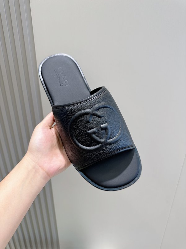 Gucci Lido 남성 더블 G 가죽 슬리퍼 001-228027