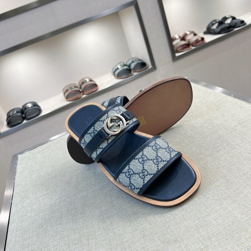 Gucci 클래식 패턴 가죽 슬리퍼 001-228230