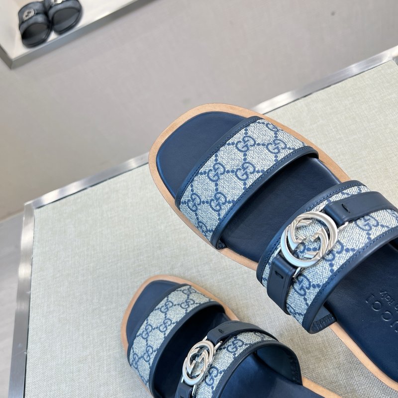 Gucci 클래식 패턴 가죽 슬리퍼 001-228230