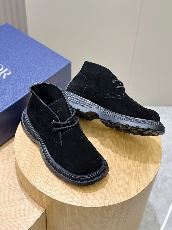 Dior 남성용 끈 묶음 스웨이드 하이톱 부츠 001-228430