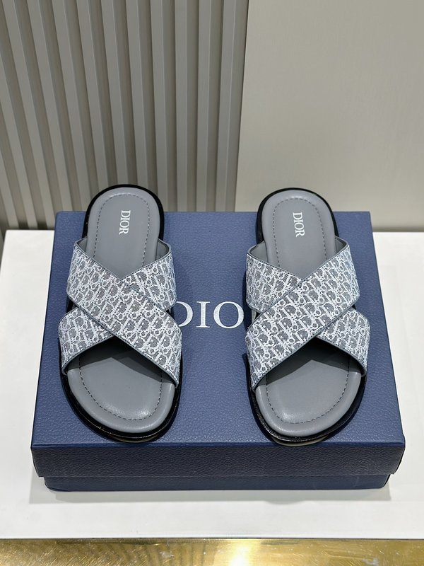 Dior Alias 남성 오블리크 프린트 가죽 슬리퍼 001-228447