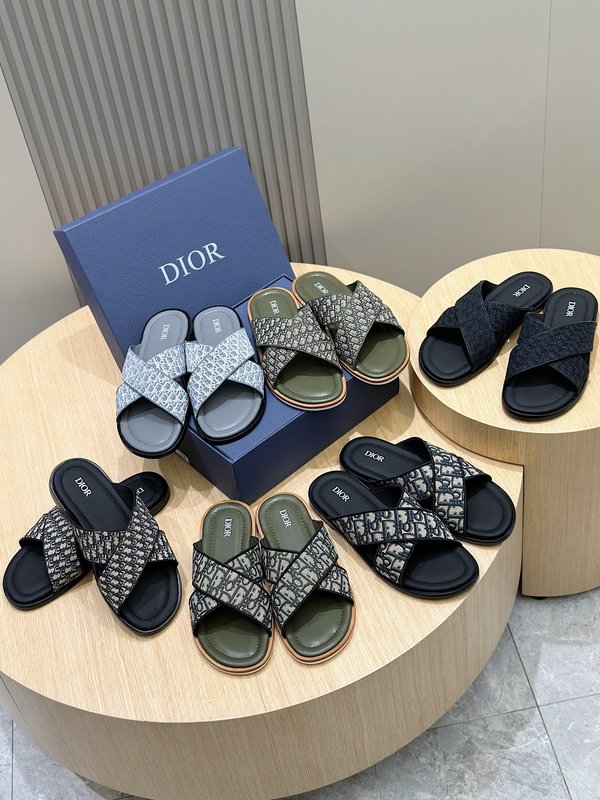 Dior Alias 남성 오블리크 프린트 가죽 슬리퍼 001-228447
