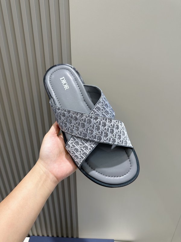 Dior Alias 남성 오블리크 프린트 가죽 슬리퍼 001-228447