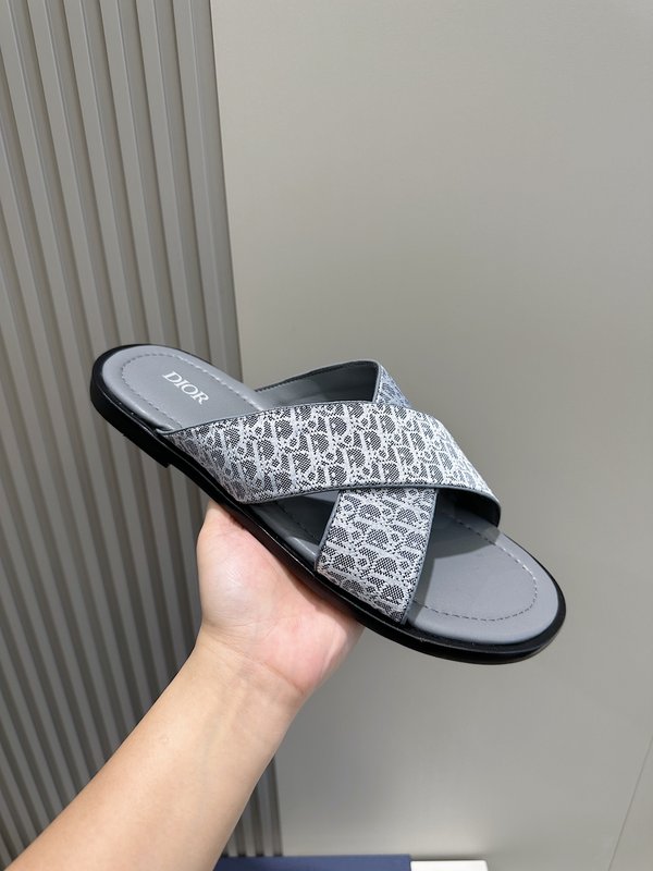 Dior Alias 남성 오블리크 프린트 가죽 슬리퍼 001-228447
