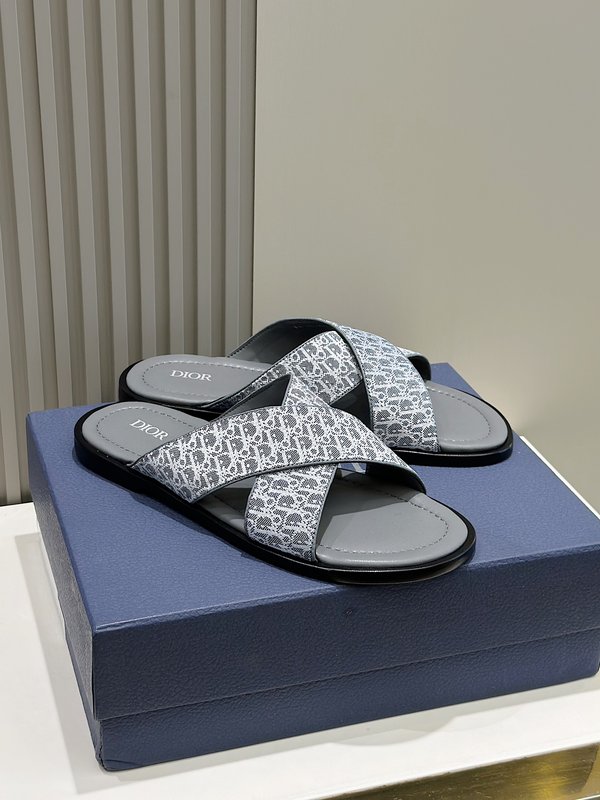 Dior Alias 남성 오블리크 프린트 가죽 슬리퍼 001-228447