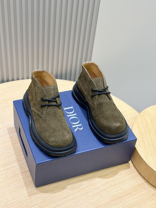 Dior 남성용 끈 묶음 스웨이드 하이톱 부츠 001-228453