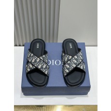 Dior Alias 남성 교차 스트랩 가죽 슬리퍼 001-228460