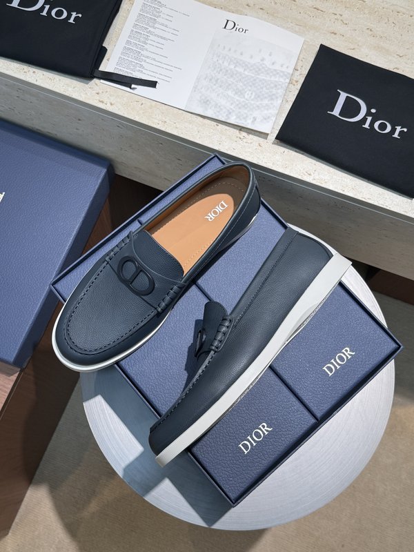 Dior Granville 남성 네이비 수ède 로퍼 001-228650