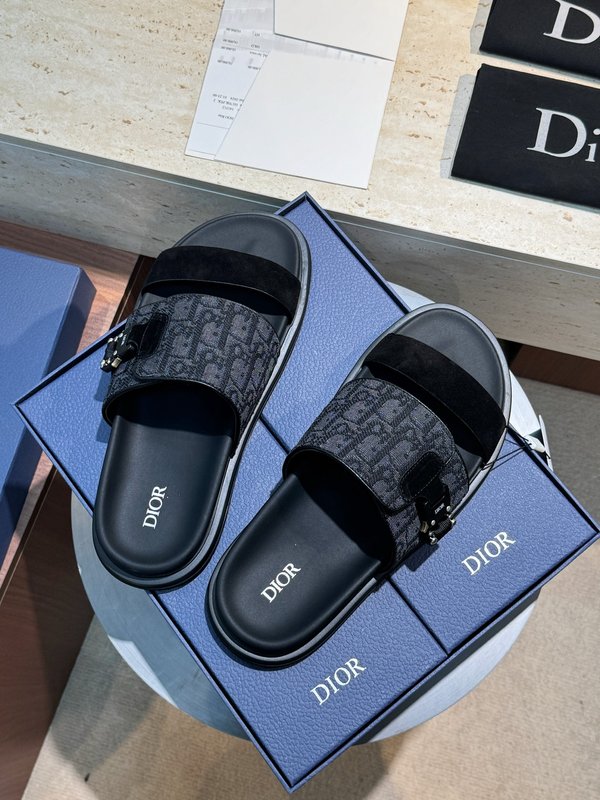 DIOR Aqua 남성 소 가죽 캔버스 슬리퍼 001-228702