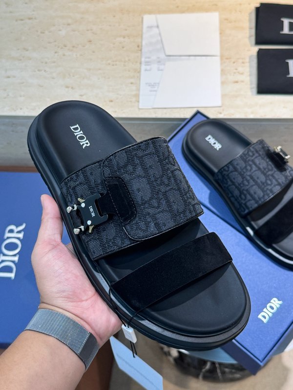 DIOR Aqua 남성 소 가죽 캔버스 슬리퍼 001-228702