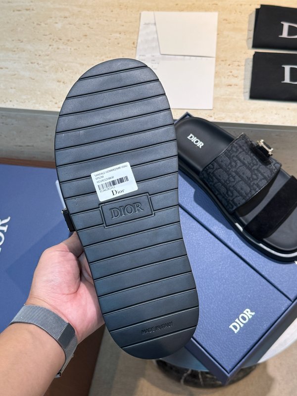 DIOR Aqua 남성 소 가죽 캔버스 슬리퍼 001-228702