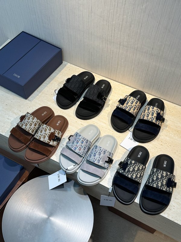 DIOR Aqua 남성 소 가죽 캔버스 슬리퍼 001-228702