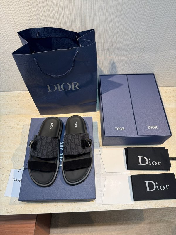 DIOR Aqua 남성 소 가죽 캔버스 슬리퍼 001-228702