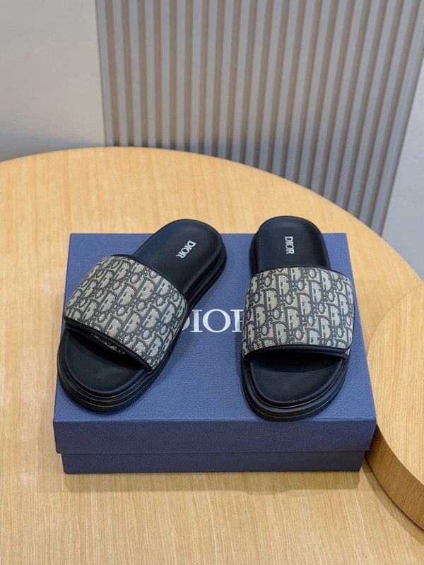 Dior Aqua 남성 CD 패턴 캔버스 슬리퍼 001-228738