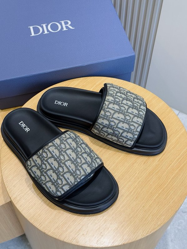 Dior Aqua 남성 CD 패턴 캔버스 슬리퍼 001-228738