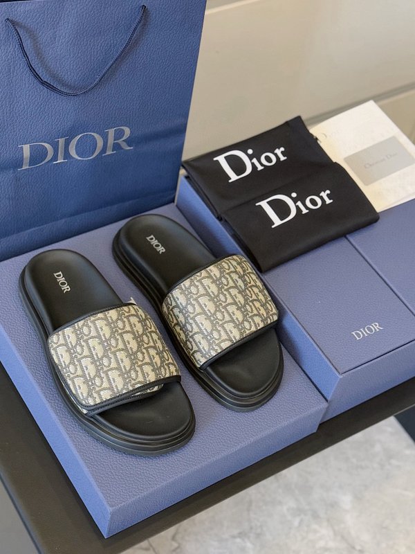 Dior Aqua 남성 CD 패턴 캔버스 슬리퍼 001-228738