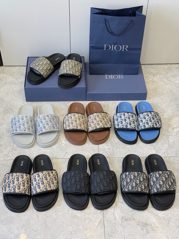 Dior Aqua 남성 CD 패턴 크로스 밴드 슬리퍼 001-228739
